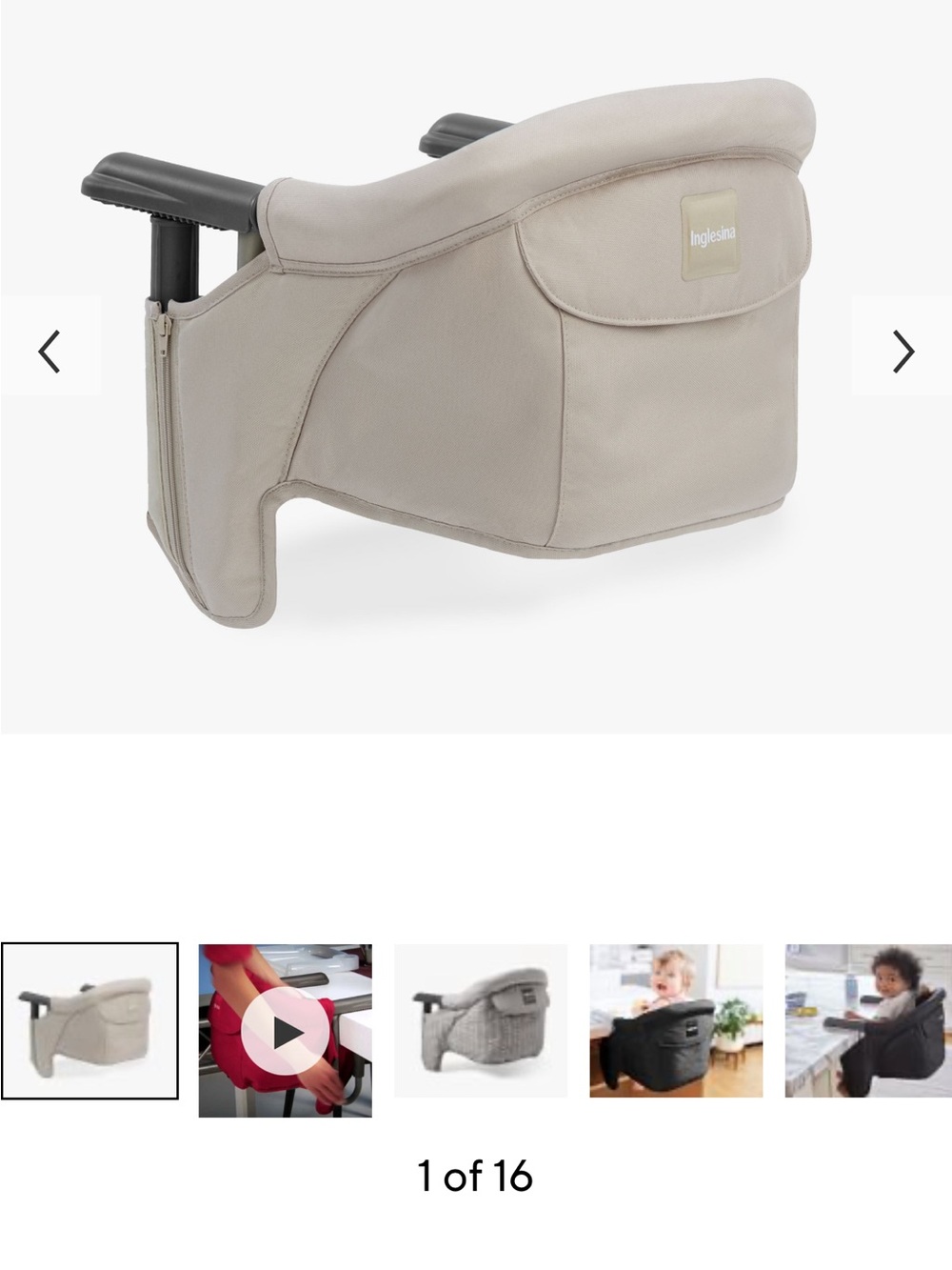 Inglesina Cream Clip-On Hook On Portable Highchair with Cover -Great Condition —
